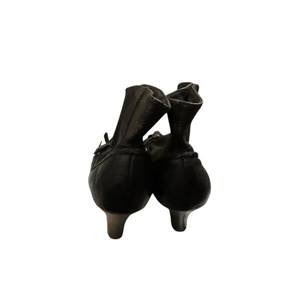 Anthropologie Miss Albright Spectator Booties Size 8.5 Black Bow Fringe - Picture 6 of 8